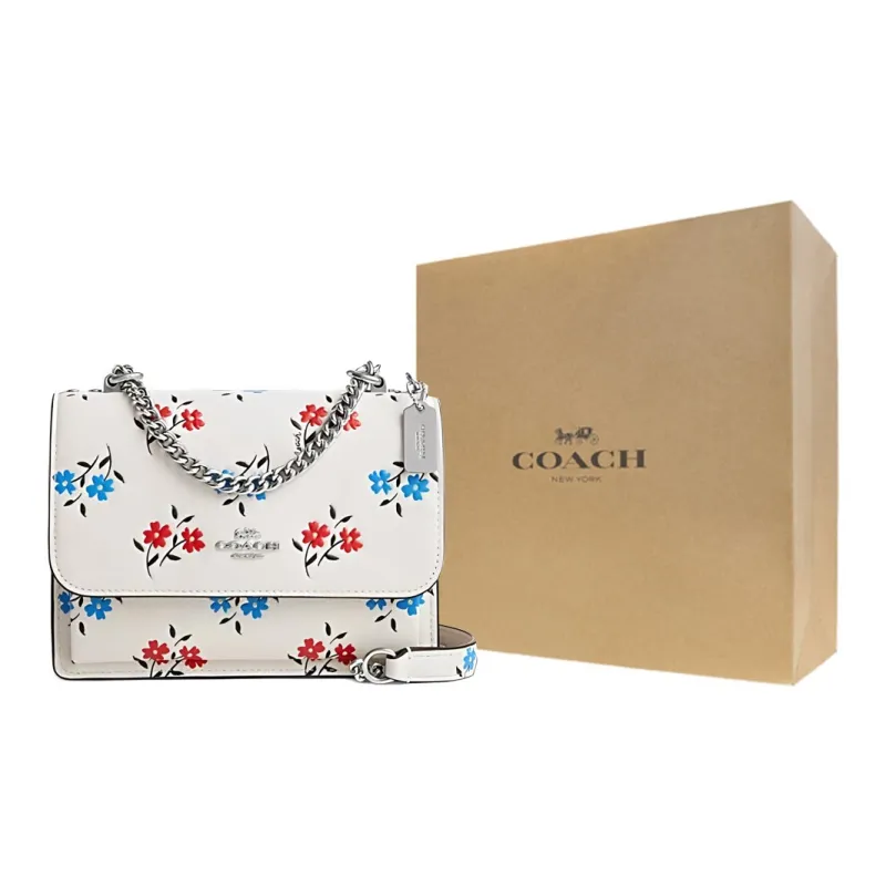 COACH Klare Leather Trunk Bag Shoulder Bag Crossbody Bag Small Size Women's White Lime Multicolor-4