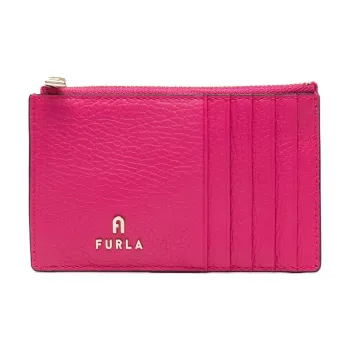 Furla Calfskin Card Clip Card Holder Women's Flamingo Pink