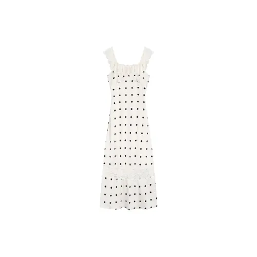 Max Vigor Slip Dresses Women's Apricot Polka Dot