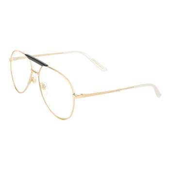 GUCCI Plate Frame Aviator Eyeglass Frames Men's Gold