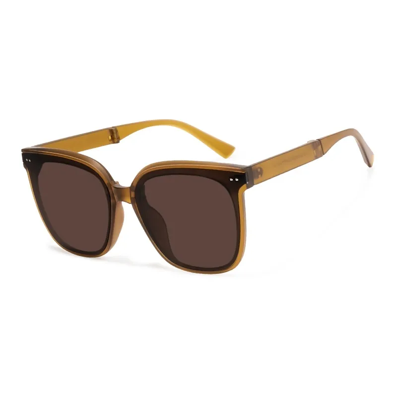 MK MINGKU TR/Memory Plastic Square Sunglasses Unisex Black, Tea Brown, Jasper-3