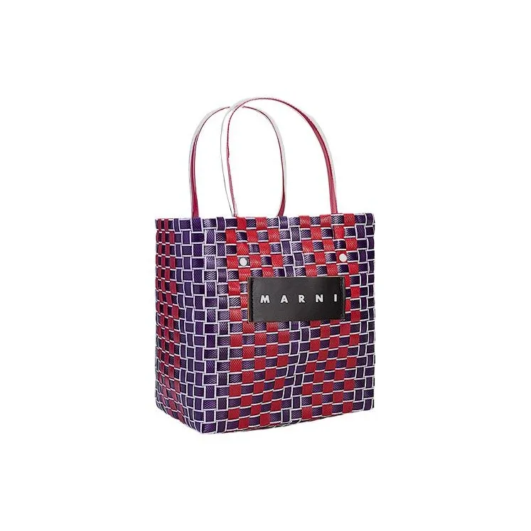 MARNI Polypropylene Plastic Tote Bag Shopping Bag Basket Bag Handbag Small Size Women's Red Blue Multicolor-1