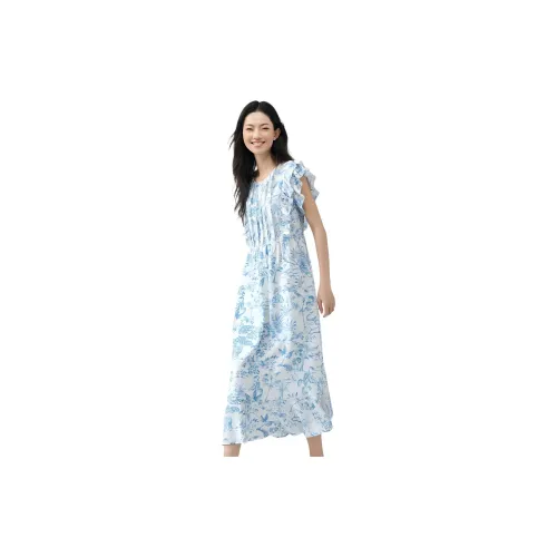 Asuka and new sake Short-Sleeved Dresses Women's Full-Coverage Pattern Light Blue HPH02