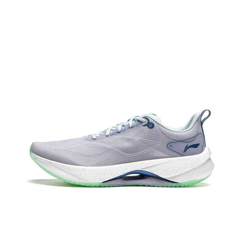 LiNing Super Light 21 Cushioning Anti Slip Wear Resistant Breathability Low Top Running Shoes Women's Purple Smoke Blue-0