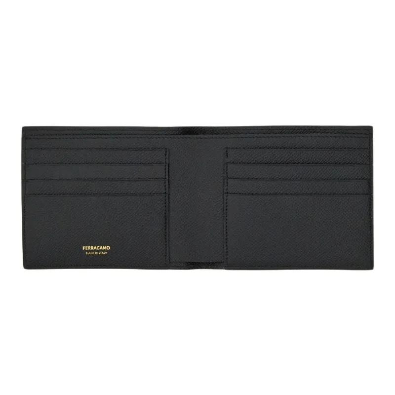 FERRAGAMO GANCINI Soft Cow Leather Wallet Men's Black-2