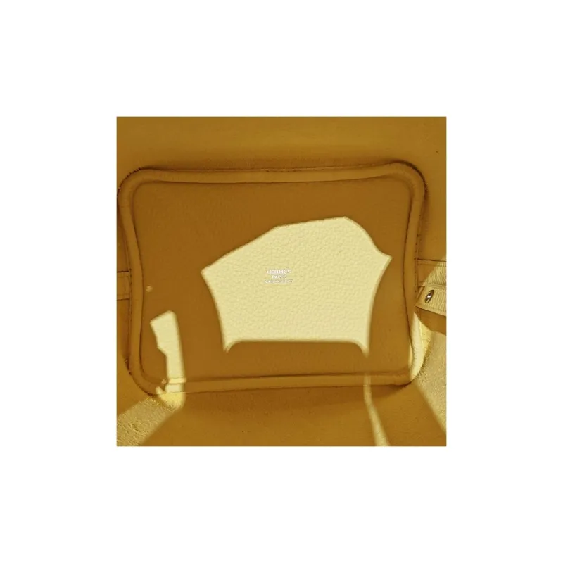 HERMES Picotin Lock Basket Bag In Prussian Blue Leather With Ostrich Leather Accents Handbag Women's Lemon Wine Yellow-2