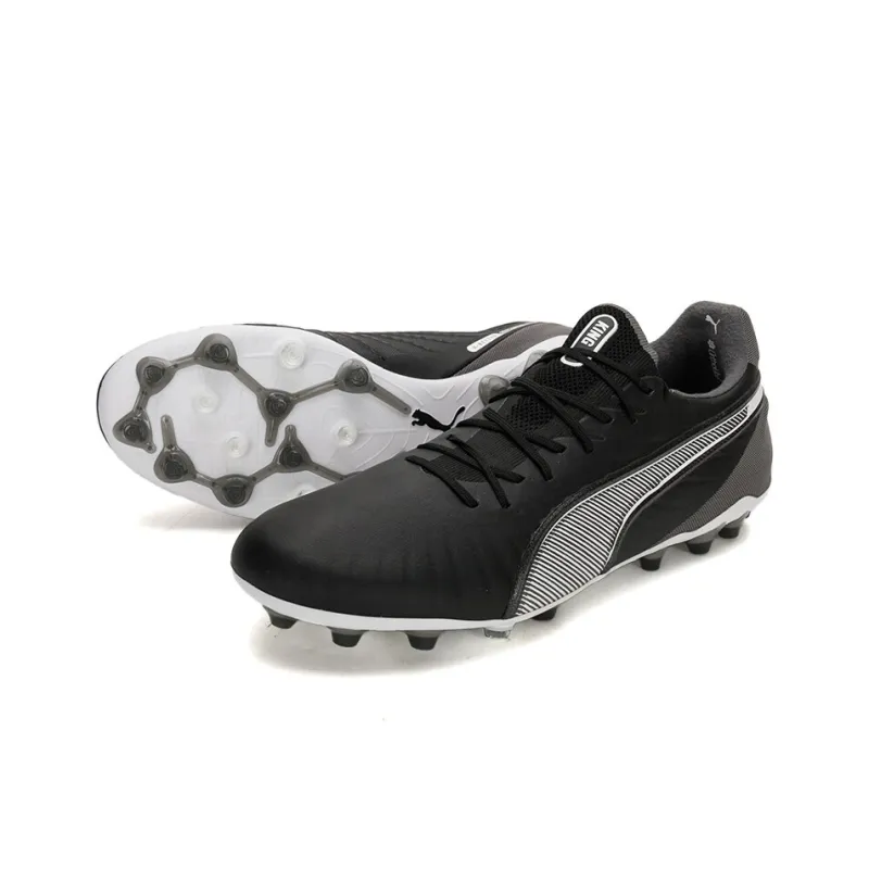 PUMA King Ultimate MG Rubber Short Studs Artificial Ground Anti-Slip Wear-Resistant Soccer Shoes Men's Black Gray-3