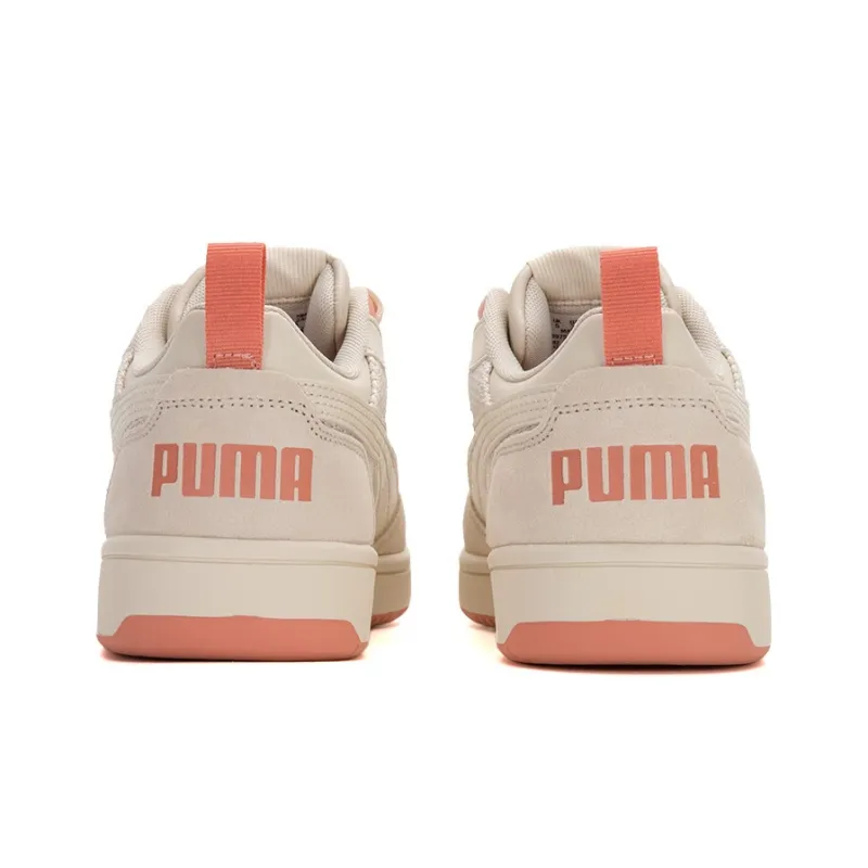 PUMA Rebound V6 Durable Breathable Low Top Skateboard Shoes Women's Beige-4