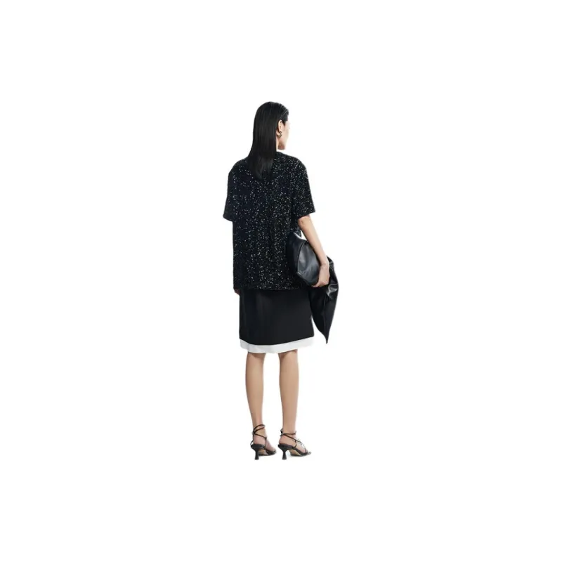Roselingling T Shirt Women's Elegant Black-1