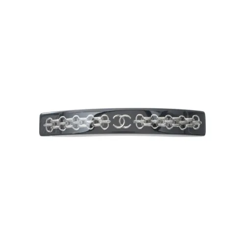 CHANEL Plastic Hair Clips Women's Black