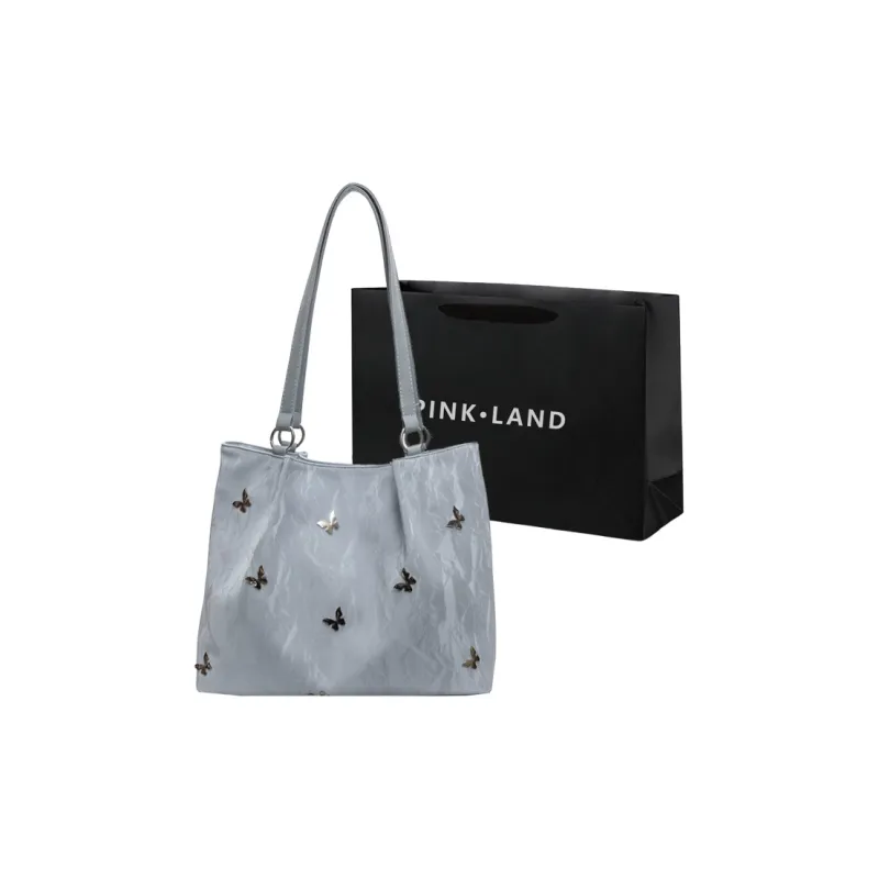 PINK·LAND PU Tote Bag Shopping Bag Shoulder Bags Women's Silver/Ecru/Blue Black-12