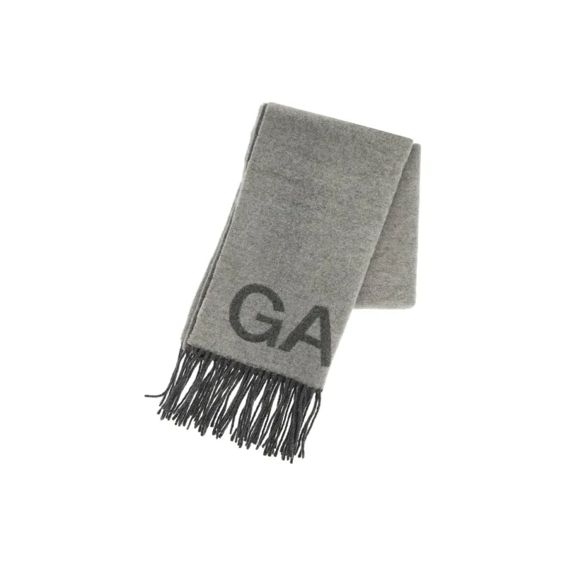 GANNI Recycled Wool Knit Scarves Women's Gray-1