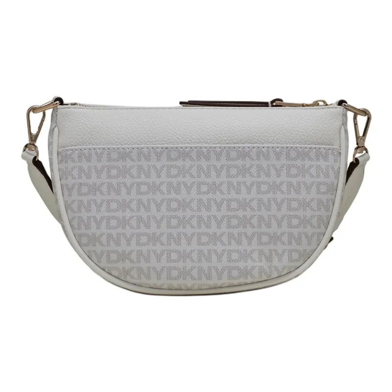 DKNY Polyurethane Decoration Bonded Vinyl Chloride Crossbody Bag Women's White-4