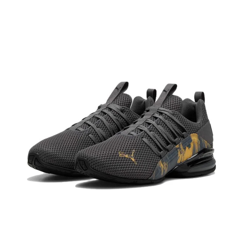 PUMA Axelion Anti Slip Wear Resistant Low Top Casual Running Shoes Men's Black Gray Yellow-2