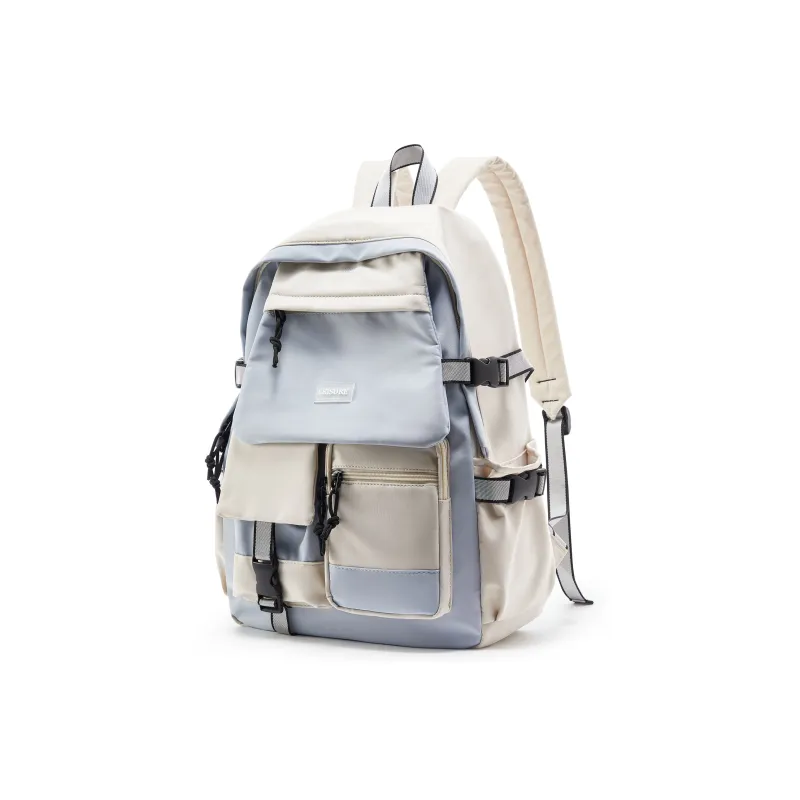 WONHOX Fabric Backpacks Laptop Bags Backpack Regular Unisex Black/Haze Blue/Royal Blue-9