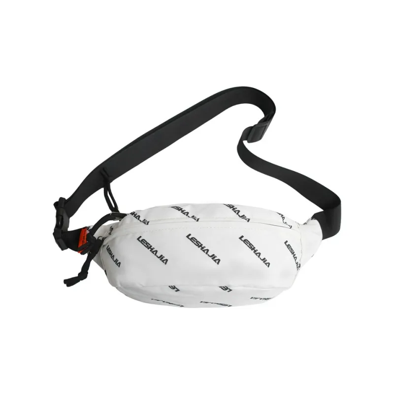Morellybear Nylon One Shoulder Crossbody Fanny Pack Sling Bags Regular Unisex Black/White-4