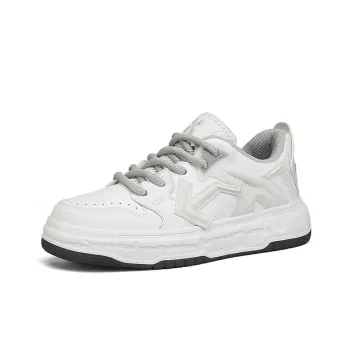OFF-WIERAH Wear-Resistant Breathable Slip-Resistant Low-Top Fashion Casual Skateboard Shoes Men's White Gray