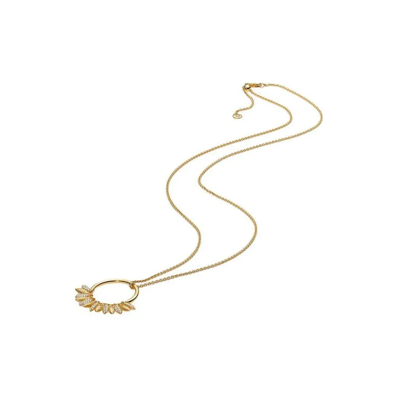 Pandora 925 Sterling Silver 18K Gold Synthetic Cubic Zirconia Necklaces Women's Gold-1