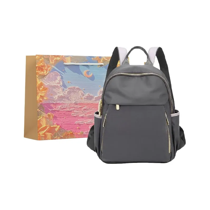 BRINCH Oxford Backpack Regular Women's Apricot & Brown/Apricot Gray/Dark Gray/Versatile Black-11