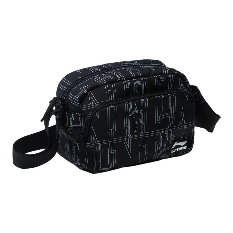 LiNing Polyester Shoulder Bag, Crossbody Bag Unisex Black All Over Print-1