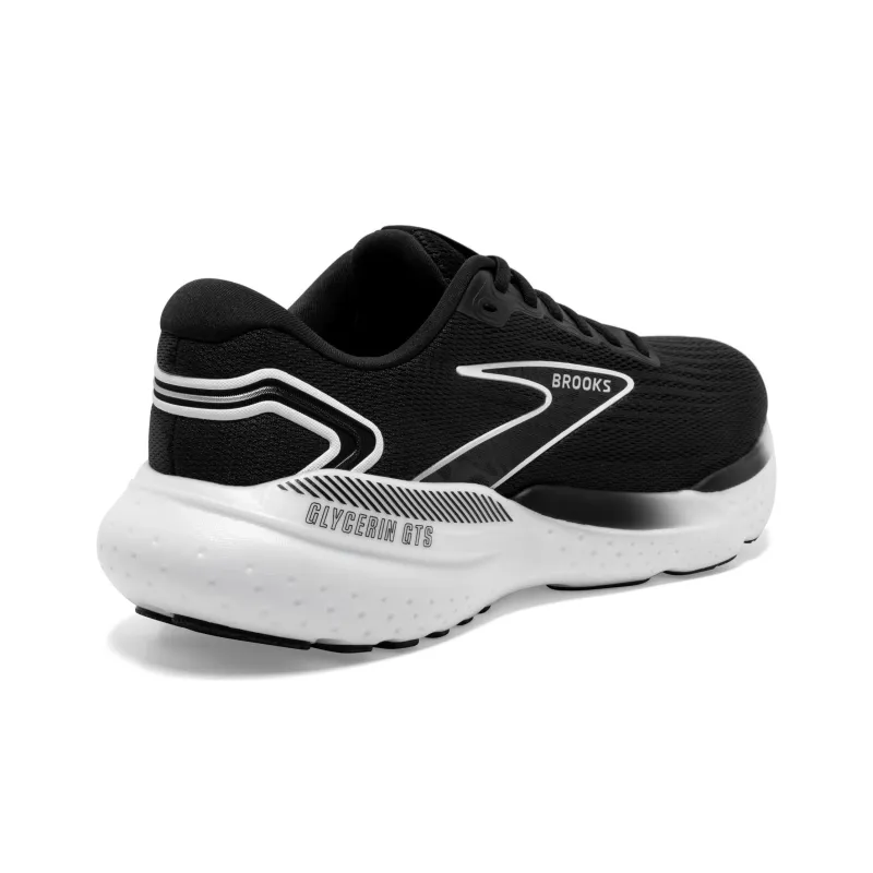 Brooks Glycerin GTS Cushioning Slip Resistant Breathable Support Low Top Casual Running Shoes Women's Black White-4