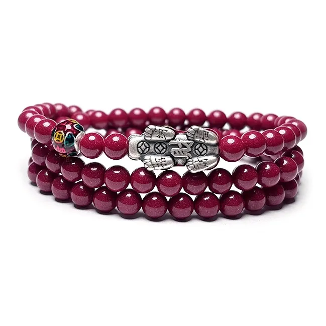 MOUNTAINS AND MANS Cinnabar Auspicious Beaded Bracelet Unisex-1