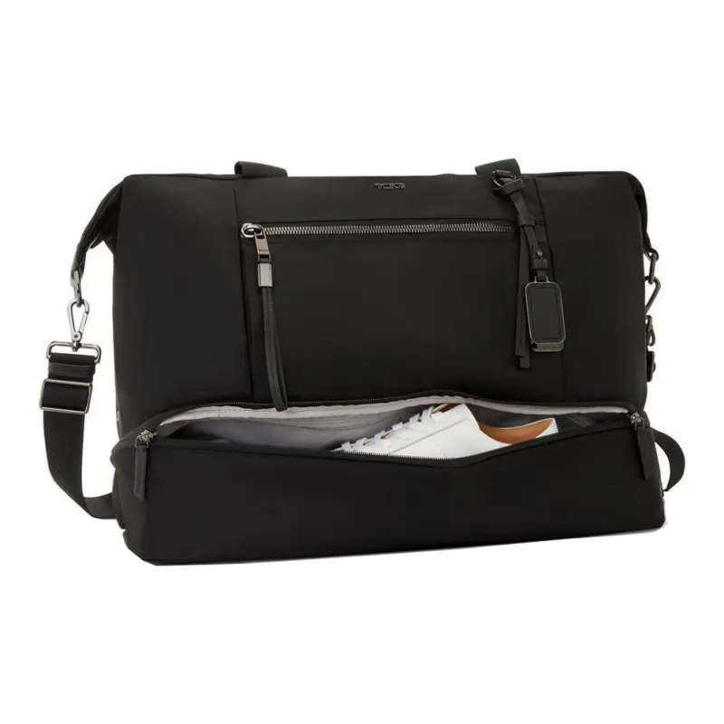 TUMI Leather Travel Bag Women's Black-4