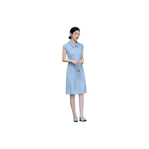 XWI Short-Sleeved Dresses Women's Denim Blue