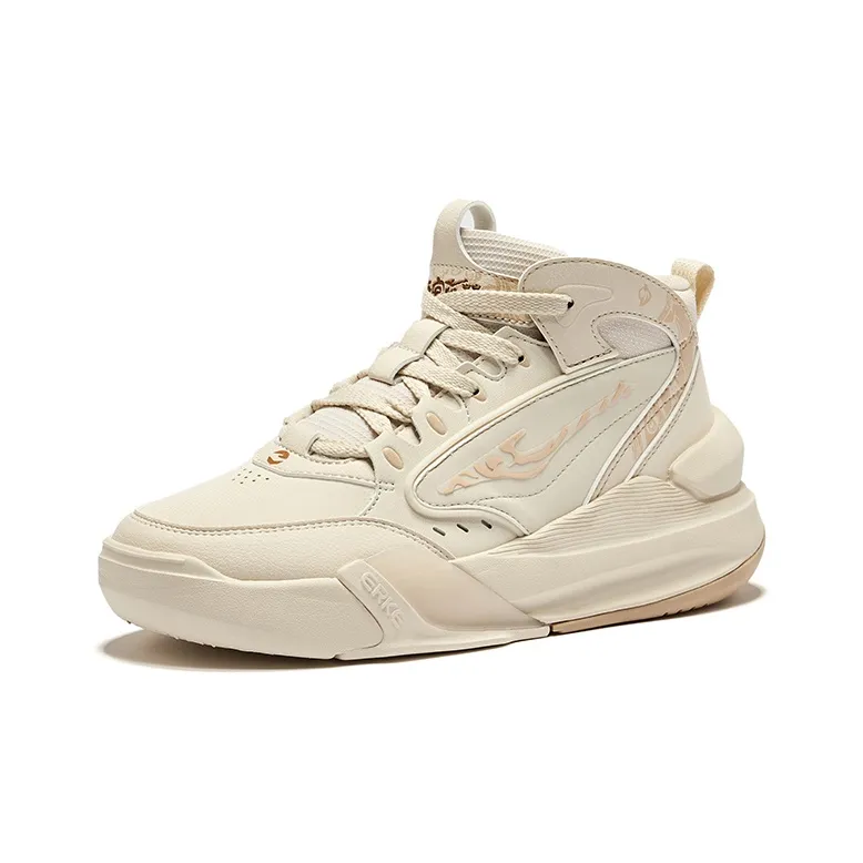 Erke Palace Night Garden 3 Wear-Resistant Slip-Resistant Mid-Top Skateboard Shoes Women's Egg Cream Gray Oat-2