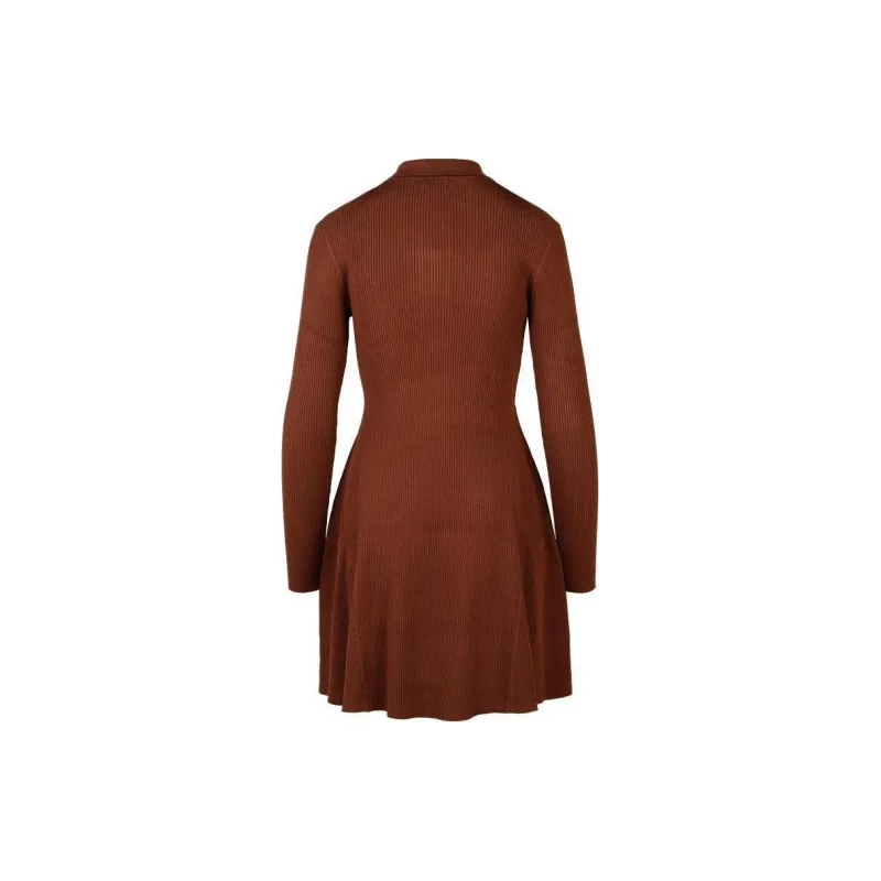 GANNI Logo embroidered Ribbed knit Polo Dress-1