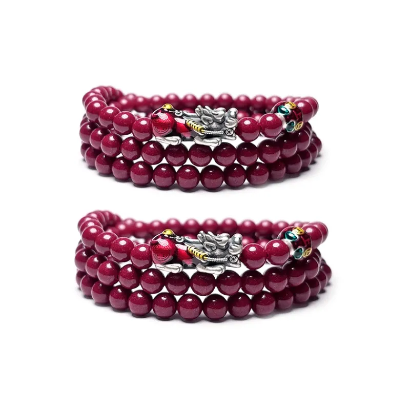 MOUNTAINS AND MANS Cinnabar Auspicious Beaded Bracelet Unisex-6