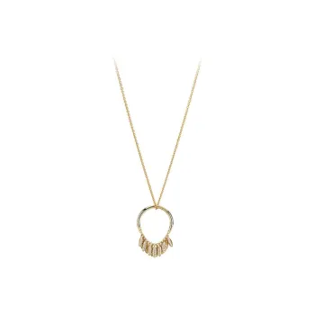 Pandora 925 Sterling Silver 18K Gold Synthetic Cubic Zirconia Necklaces Women's Gold