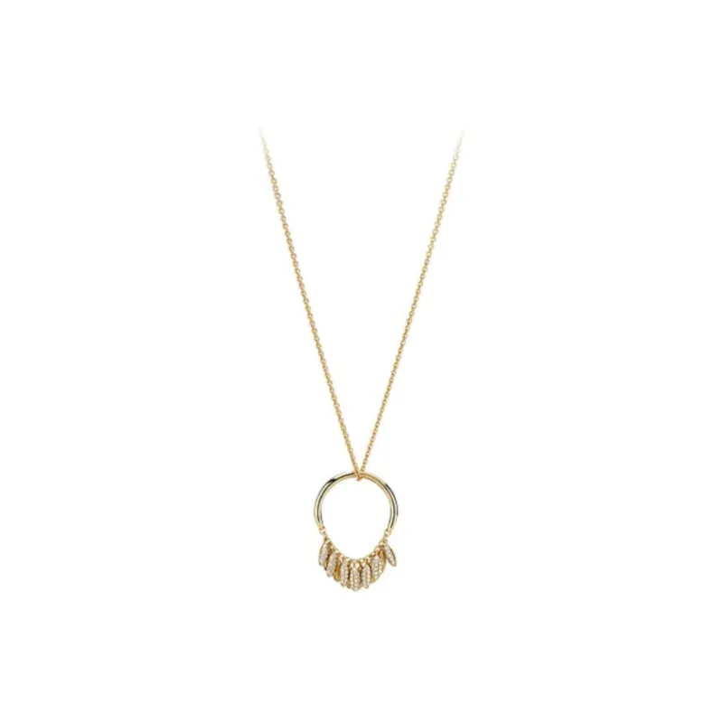 Pandora 925 Sterling Silver 18K Gold Synthetic Cubic Zirconia Necklaces Women's Gold-0