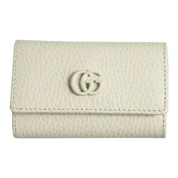 GUCCI GG Marmont Leather Key Pouch Women's White