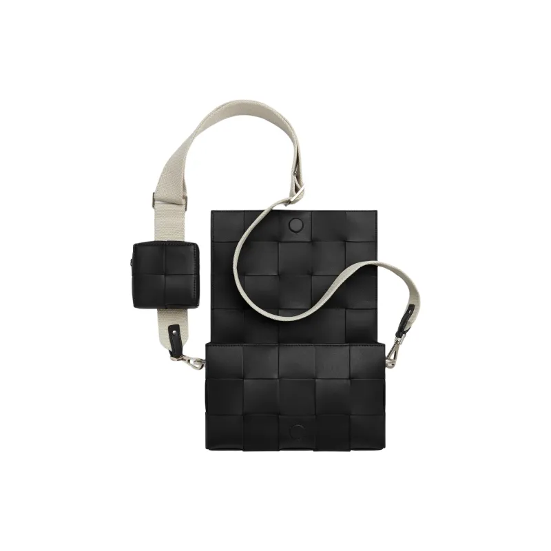 Bottega Veneta CASSETTE Calfskin 2 in 1 Shoulder Bag, Crossbody Bag Medium Size Men's Black-3