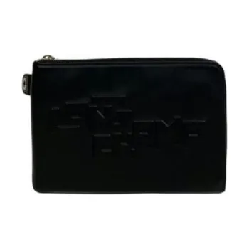 LONGCHAMP Leather Clutch Unisex Black
