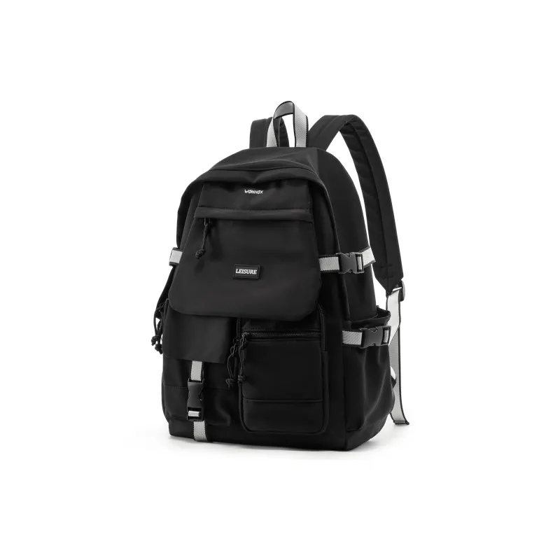 WONHOX Fabric Backpacks Laptop Bags Backpack Regular Unisex Black/Haze Blue/Royal Blue-2