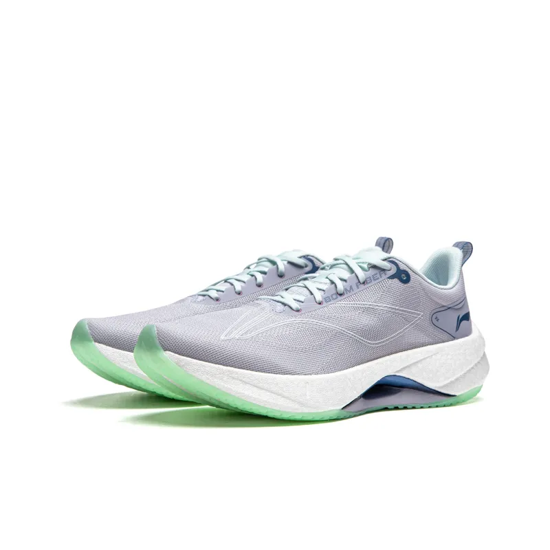 LiNing Super Light 21 Cushioning Anti Slip Wear Resistant Breathability Low Top Running Shoes Women's Purple Smoke Blue-1