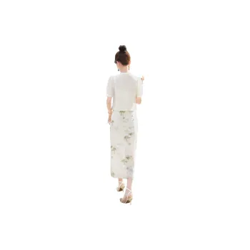 Cypress House Skirt Set Women's Apricot+Almond Green Leaves
