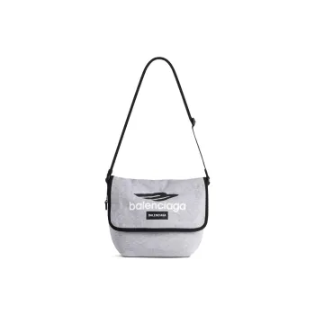 Balenciaga Explorer Fabric Messenger Bag, Shoulder Bag, Crossbody Bag Trumpets Men's Gray & Black & White