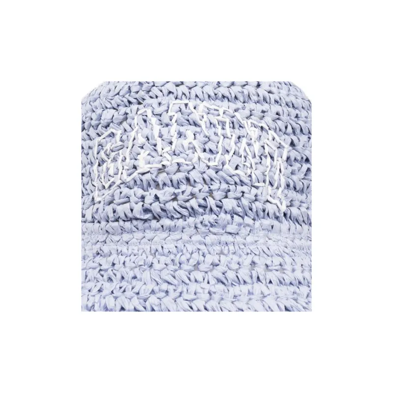 GANNI Logo Embroidered Straw Bucket Hat-2