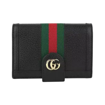 GUCCI Ophidia Leather Passport Holder Unisex Black