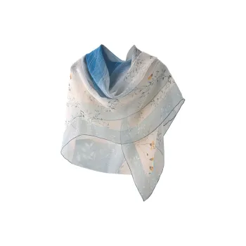 Hang Silk Road Mulberry Silk Silk Scarves Women's Blue