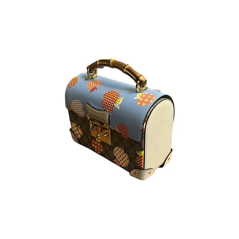 GUCCI Padlock Canvas With Leather Binding Box Bag Handbag Crossbody Bag Shoulder Bag Small Size Women's Ebony & Blue-2