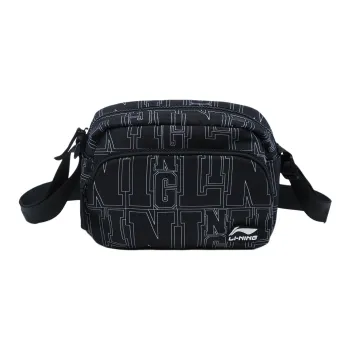 LiNing Polyester Shoulder Bag, Crossbody Bag Unisex Black All Over Print