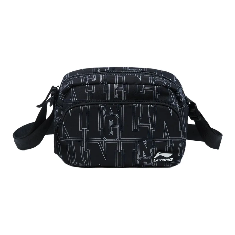 LiNing Polyester Shoulder Bag, Crossbody Bag Unisex Black All Over Print-0
