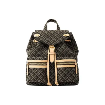 FION Fabric Monogram Backpacks Regular Unisex Coffee Light Camel