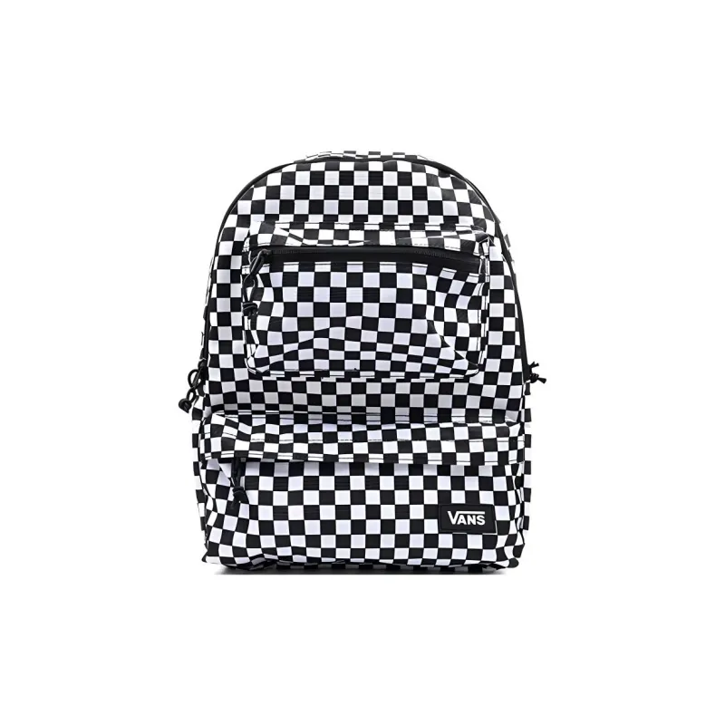 Vans Polyester Backpack Regular Unisex Black White Plaid-0