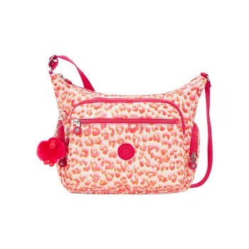 Kipling Polyester Crossbody Bag, Shoulder Bag Women's Pink Cheetah
