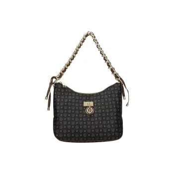 Pollini Leather One Shoulder Handbag Trumpets Women's Black Umber